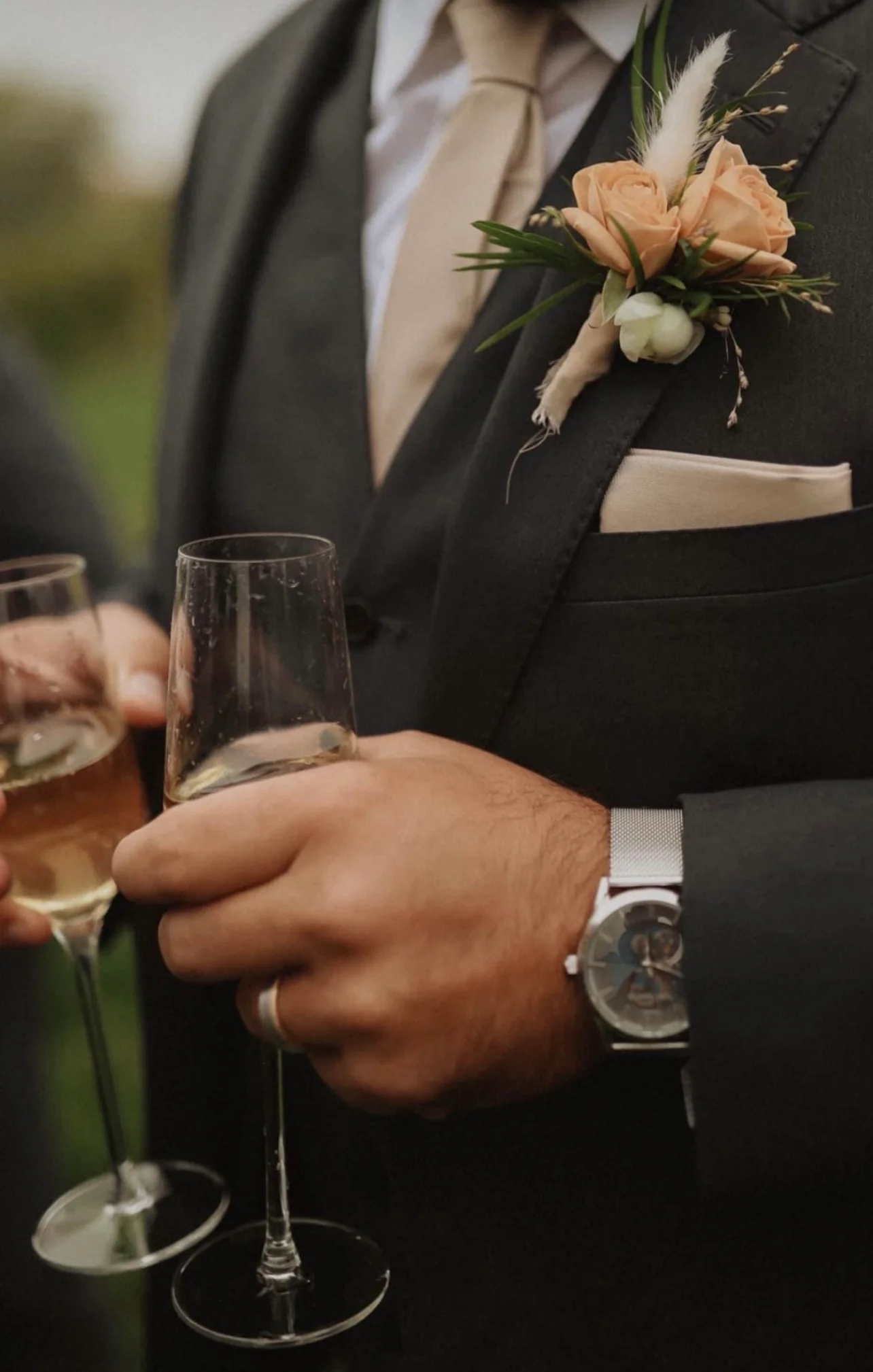 Sam Pocket Square ~ Champagne Solid - Image 3