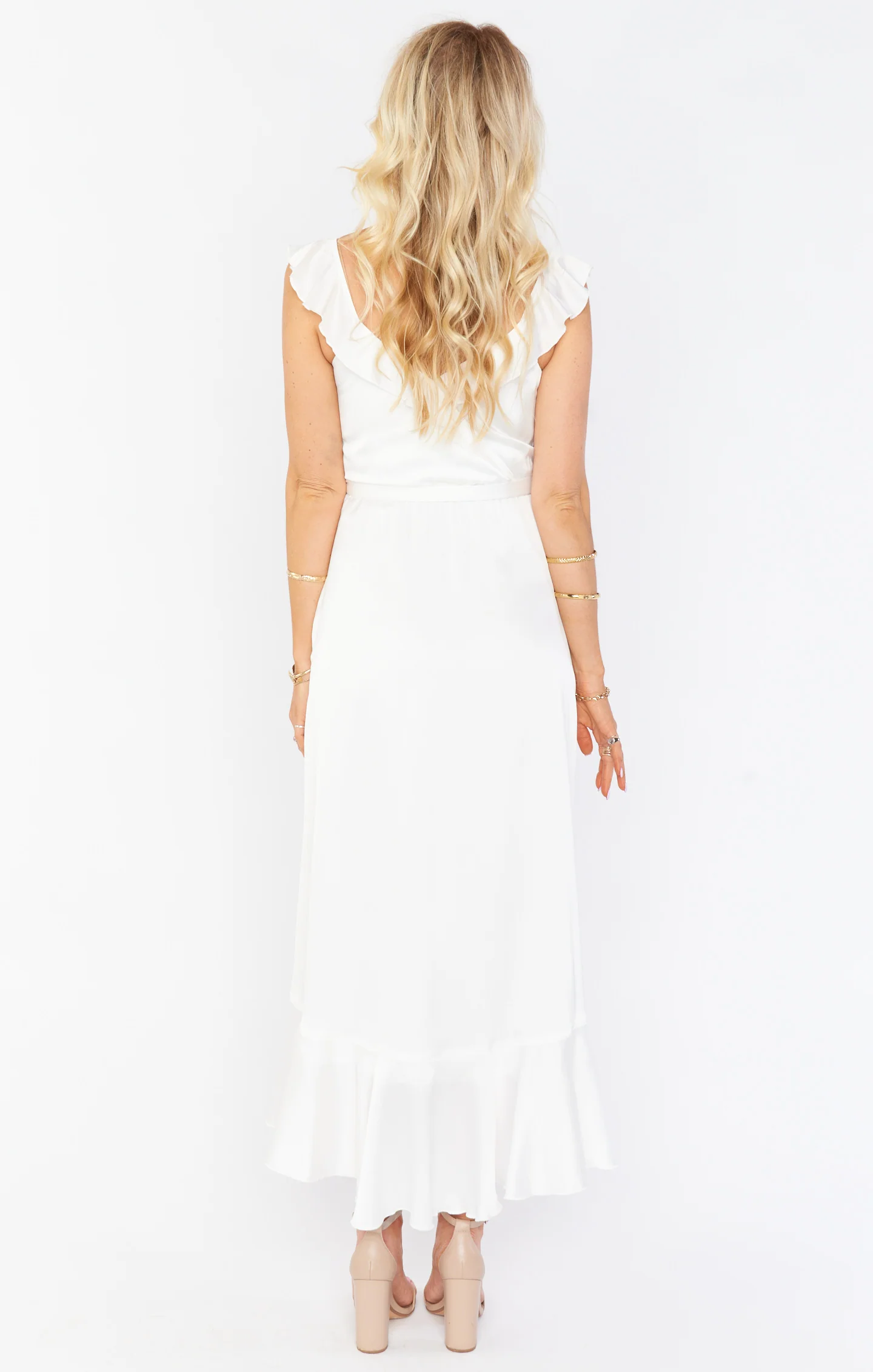 Samantha Ruffle Wrap Dress ~ Ivory Luxe Satin - Image 18