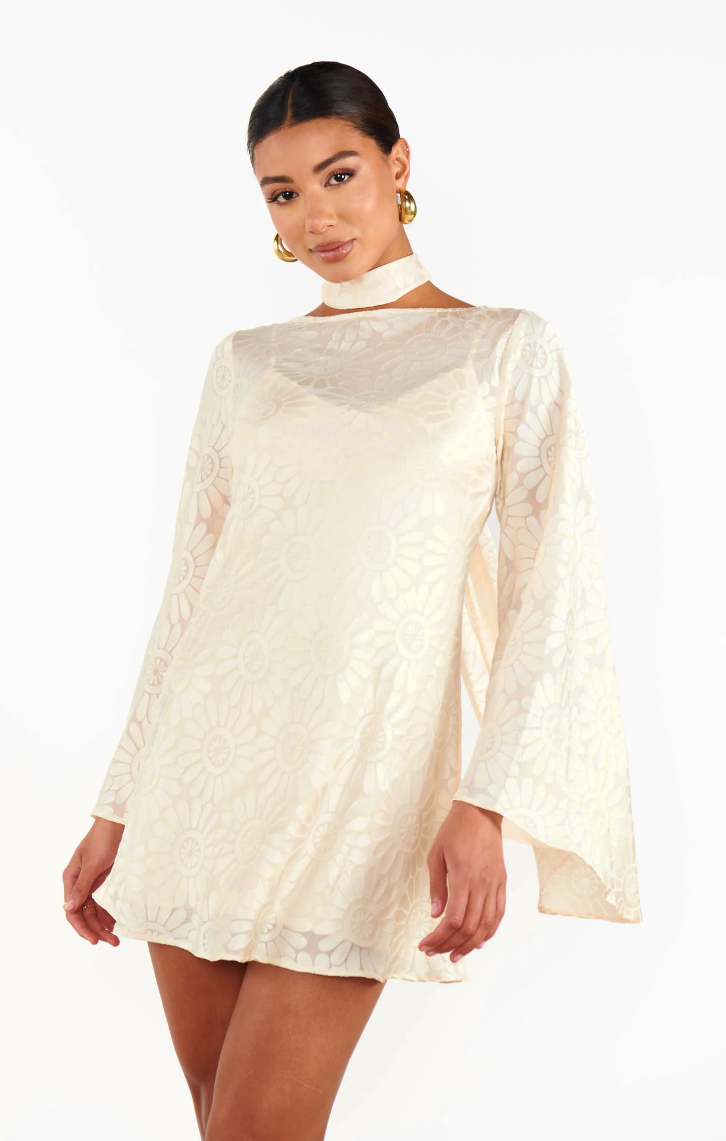Sarah Mini Dress ~ Cream Daisy Burnout - Image 3
