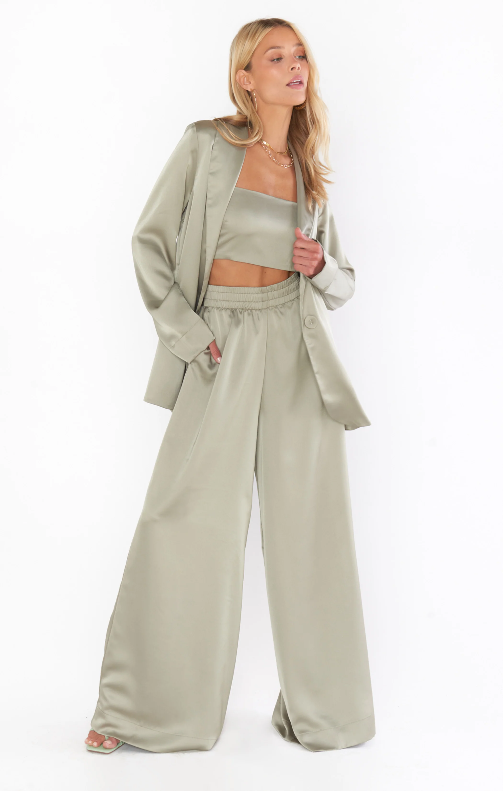 Tucker Top ~ Moss Green Luxe Satin - Image 3