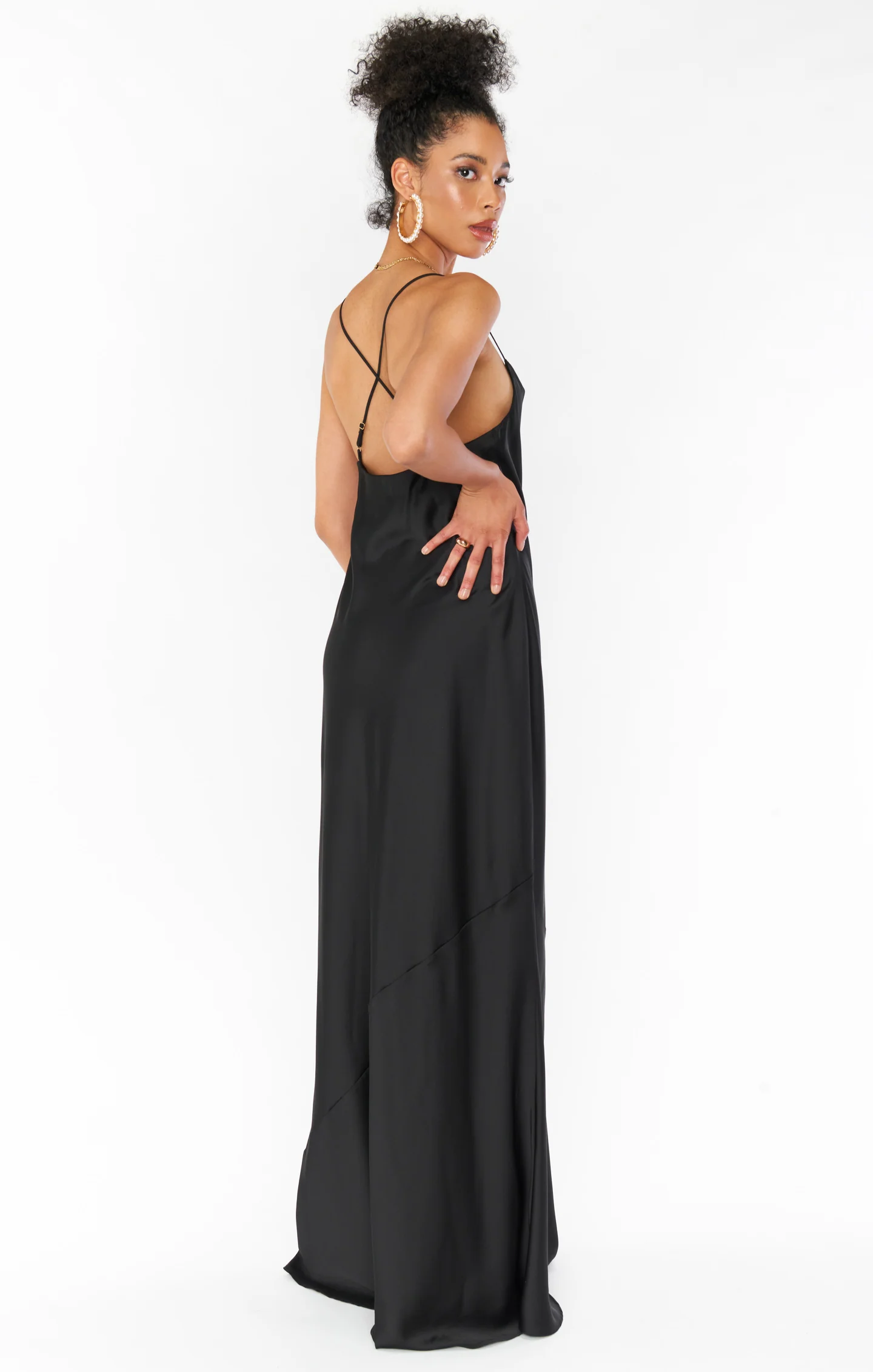 Tuscany Maxi Slip Dress ~ Black Luxe Satin - Image 4