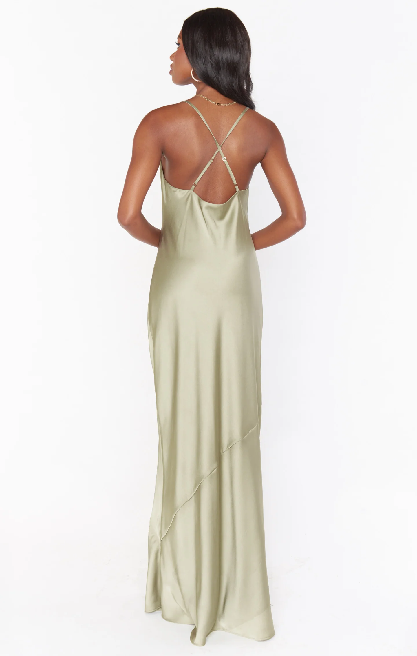 Tuscany Maxi Slip Dress ~ Moss Green Luxe Satin - Image 5