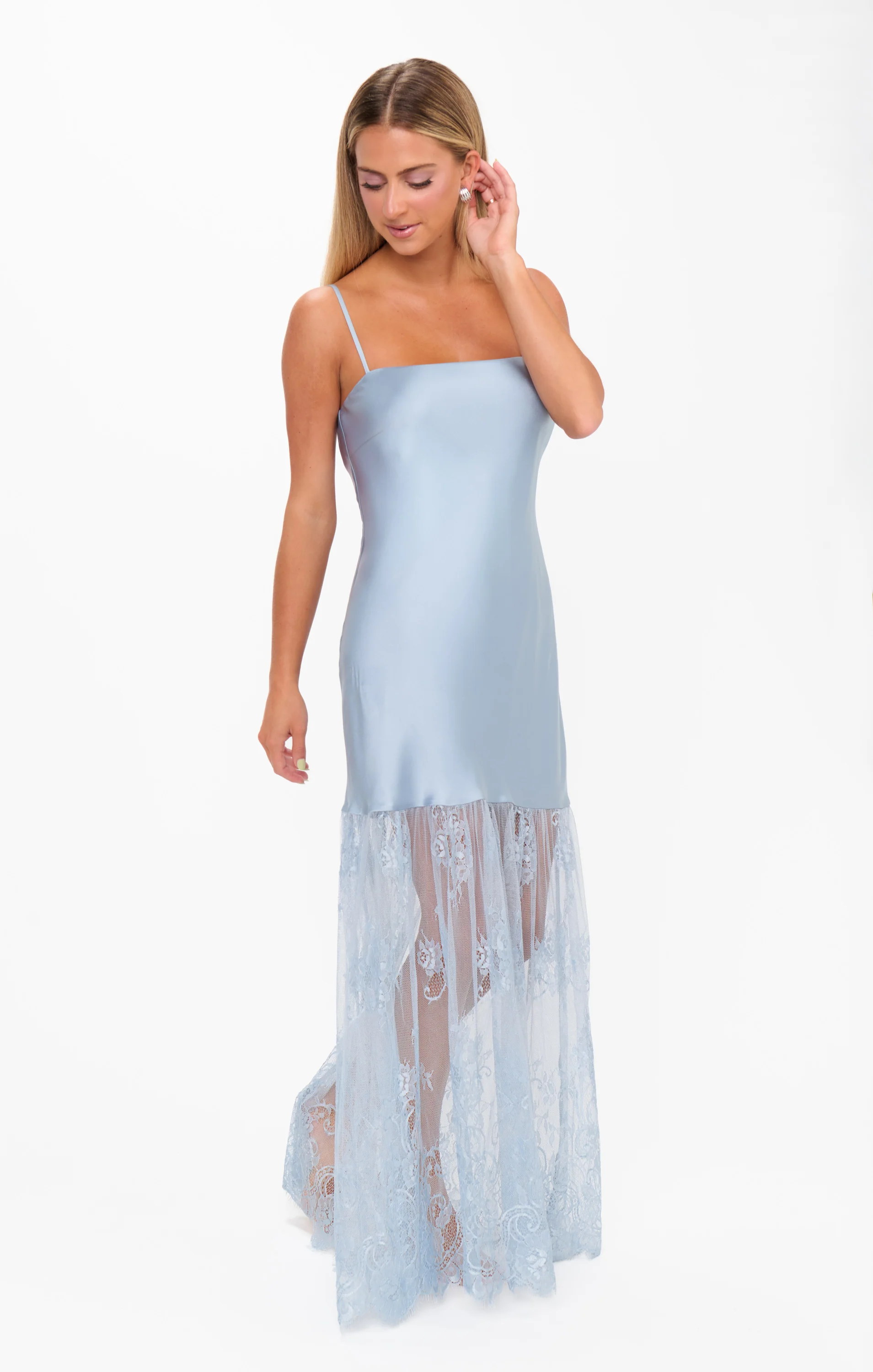 Vanity Dress ~ Steel Blue Luxe Satin - Image 7