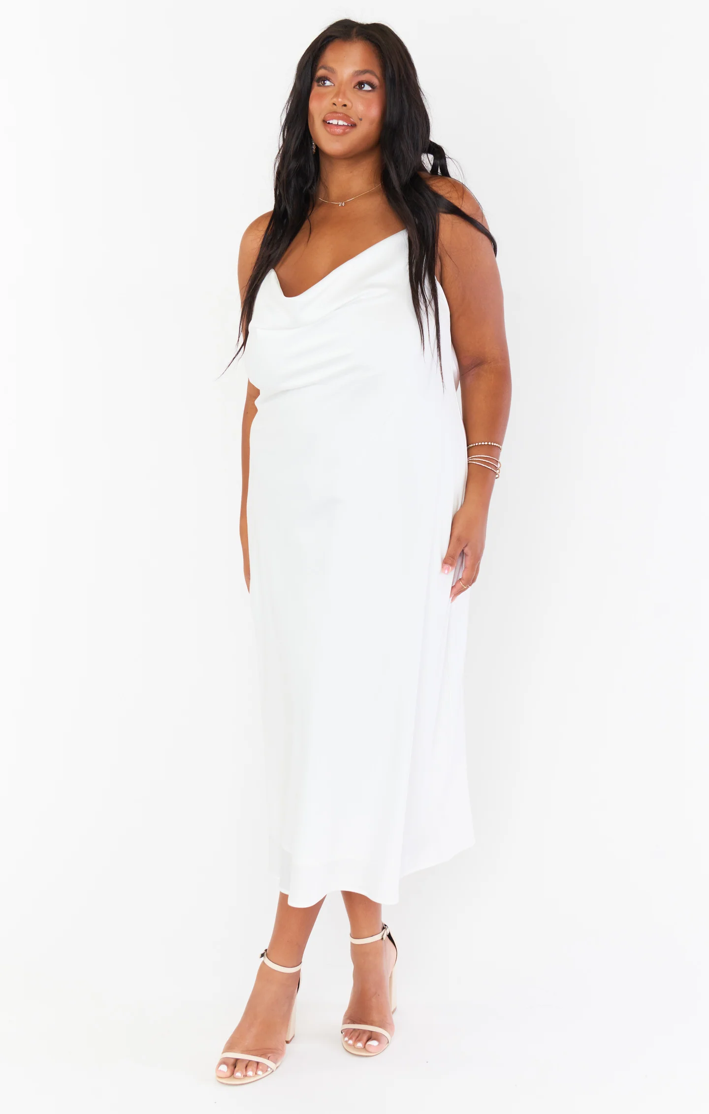 Verona Cowl Dress ~ Ivory Luxe Satin - Image 6