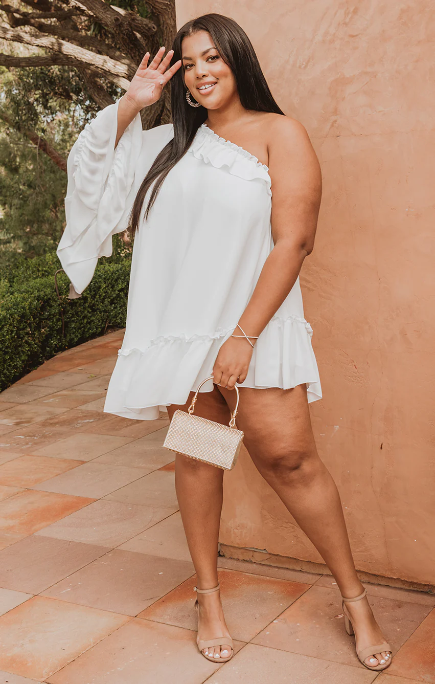 Wonder Mini Dress ~ White Silky Crepe - Image 11
